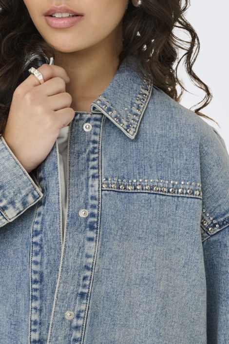 Jacqueline de Yong jdyaspen ls cropped stud shacket